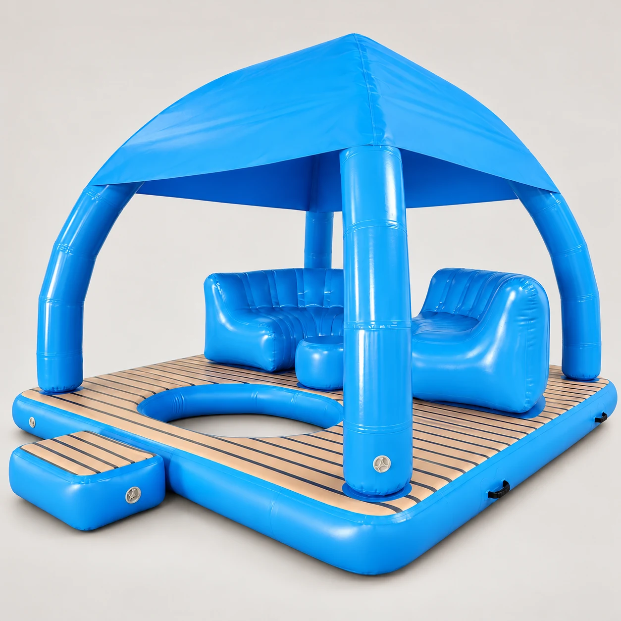 Blue Cove Floating Lounge · Blue & tan